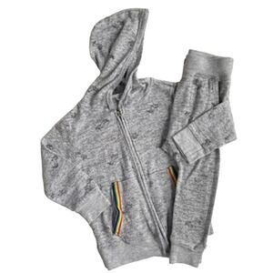 Cozii USA Rainbow Unicorn Outfit - Hoodie Joggers - Marled Knit - 12-18M